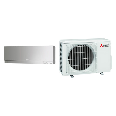 Climatiseur Mural Réversible MITSUBISHI Electric Design EF 2,5 kW Argent - Mono-split R32 Wi-Fi (MSZ-EF25VGKS / MUZ-EF25VG)