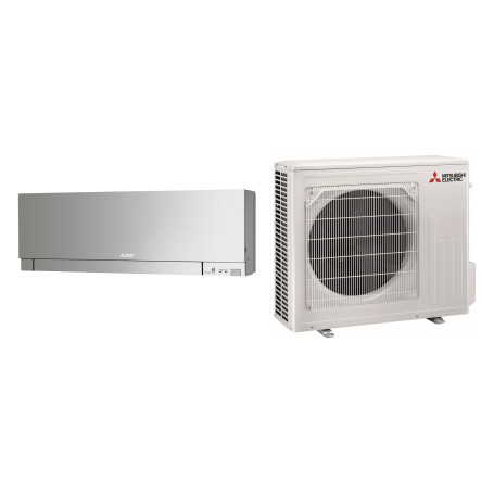 Climatiseur Mural Réversible MITSUBISHI Electric Design EF 5,0 kW Argent - Mono-split R32 Wi-Fi (MSZ-EF50VGKS / MUZ-EF50VG)