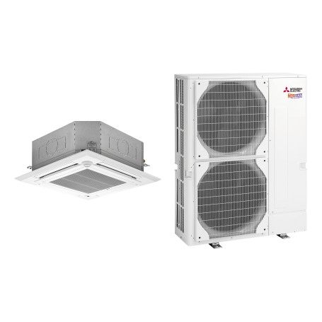 Climatiseur Cassette MITSUBISHI ELECTRIC PLA-M Zubadan 12,5 kW Triphasé - R410A, pack complet (PLA-M125EA / PUHZ-SHW140YHA)