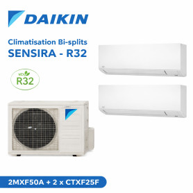 Daikin Climatisation Bi-splits - SENSIRA - R32 - 2MXF50A + 2 x CTXF25F