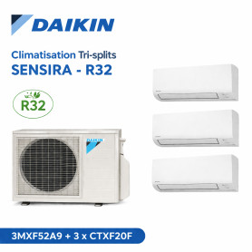 Daikin Climatisation Tri-splits - SENSIRA - R32 - 3MXF52A9 + 3 x CTXF20F
