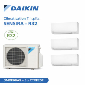 Daikin Climatisation Tri-splits - SENSIRA - R32 - 3MXF68A9 + 3 x CTXF25F