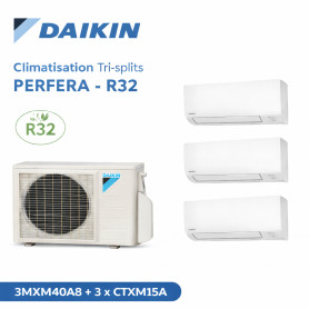 Daikin Climatisation Tri-splits - PERFERA - R32 - 3MXM40A8 + 3 x CTXM15A