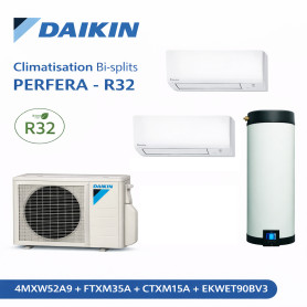 Daikin Climatisation Bi-splits - PERFERA - R32 - 4MWXM52A9 + FTXM35A + CTXM15A + EKWET90BV3