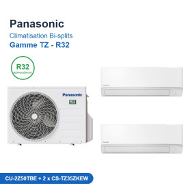 Panasonic Climatisation Bi-splits - Gamme TZ - R32 - CU-2Z50TBE + 2 x CS-TZ35ZKEW