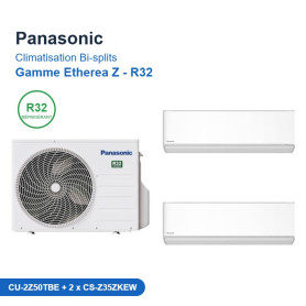 Panasonic Climatisation Bi-splits - Gamme Etherea Z - R32 - CU-2Z50TBE + 2 x CS-Z35ZKEW