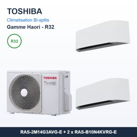 Pack Climatisation Bi-split TOSHIBA Haori 2 pièces - 2M14 + 2 x 2,5 kW R32 Wi-Fi
