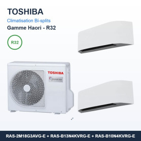 Pack Climatisation Bi-split TOSHIBA Haori 2 pièces - 2M18 + 3,5 kW + 2,5 kW R32 Wi-Fi
