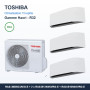 Pack Climatisation Tri-split TOSHIBA Haori 3 pièces - 3M26 + 2 x 3,5 kW + 2,5 kW R32 Wi-Fi