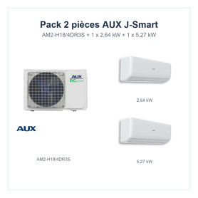 Pack Climatisation Bi-split AUX J-Smart 2 pièces - AM2-H18/4DR3S + 1 x 2,64 kW + 1 x 5,27 kW R32 Wi-Fi