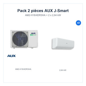 Pack Climatisation Bi-split AUX J-Smart 2 pièces - AM2-H18/4DR3HA + 2 x 2,64 kW R32 Wi-Fi