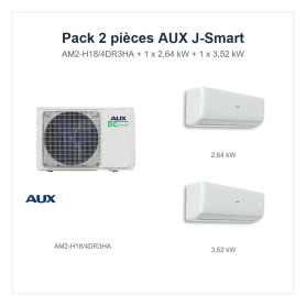 Pack Climatisation Bi-split AUX J-Smart 2 pièces - AM2-H18/4DR3HA + 1 x 2,64 kW + 1 x 3,52 kW R32 Wi-Fi