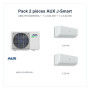 Pack Climatisation Bi-split AUX J-Smart 2 pièces - AM2-H18/4DR3HA + 1 x 2,64 kW + 1 x 3,52 kW R32 Wi-Fi
