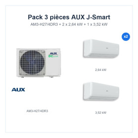 Pack Climatisation Tri-split AUX J-Smart 3 pièces - AM3-H27/4DR3 + 2 x 2,64 kW + 1 x 3,52 kW R32 Wi-Fi