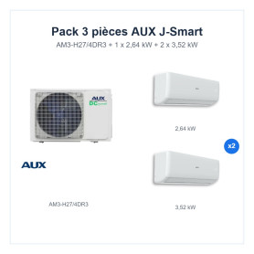 Pack Climatisation Tri-split AUX J-Smart 3 pièces - AM3-H27/4DR3 + 1 x 2,64 kW + 2 x 3,52 kW R32 Wi-Fi