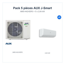 Pack Climatisation Penta-split AUX J-Smart 5 pièces - AM5-H42/4DR3 + 5 x 2,64 kW R32 Wi-Fi