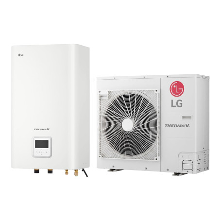Pompe à chaleur air-eau LG Therma V 5,5 kW - Bi-bloc R32, 65 °C (HN091MR.NK5 / HU051MR.U44)