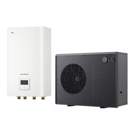 Pompe à chaleur air-eau LG Therma V R290 7 kW - Monobloc R290, 75 °C (HN1616HC.NK0 / HM071HF.UB40)