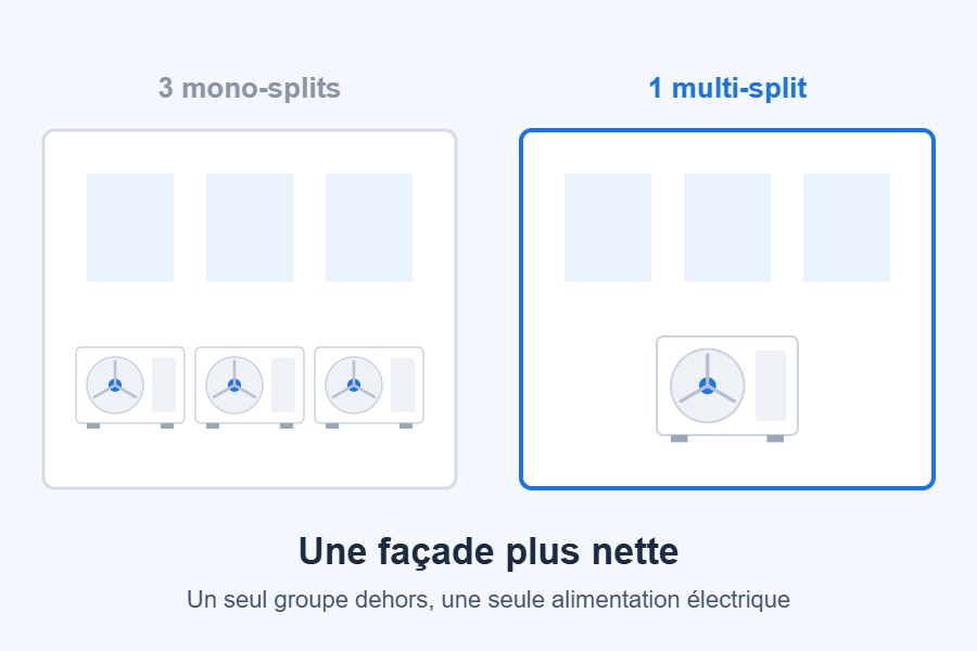 Un seul groupe extérieur Gree pour 5 pièces