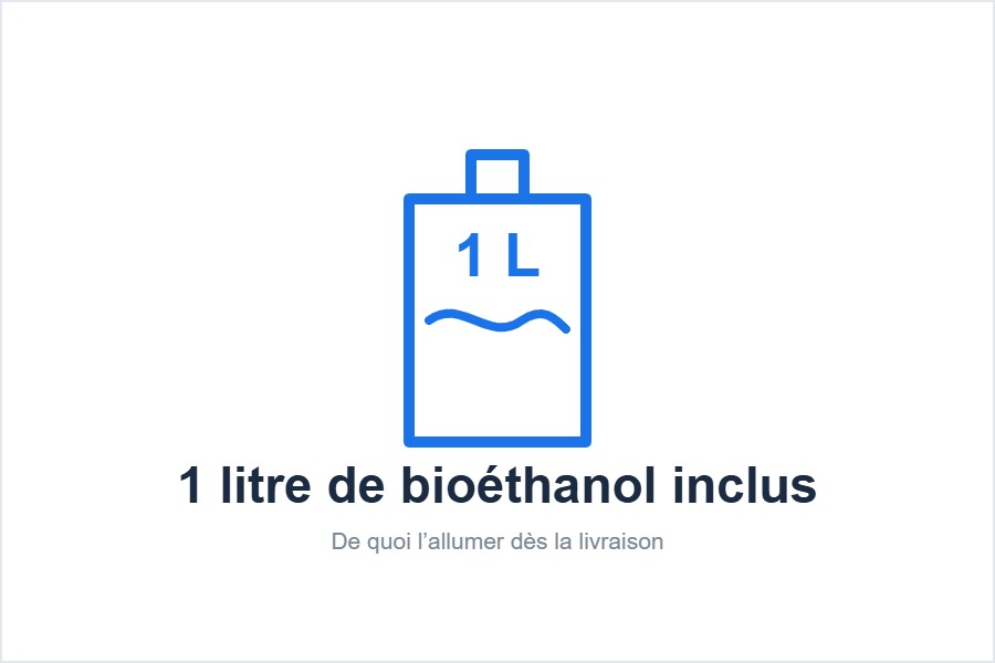 Un litre de bioéthanol fourni avec la cheminée