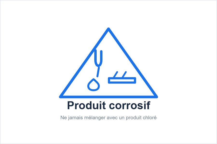 Produit corrosif : ne jamais mélanger avec un produit chloré