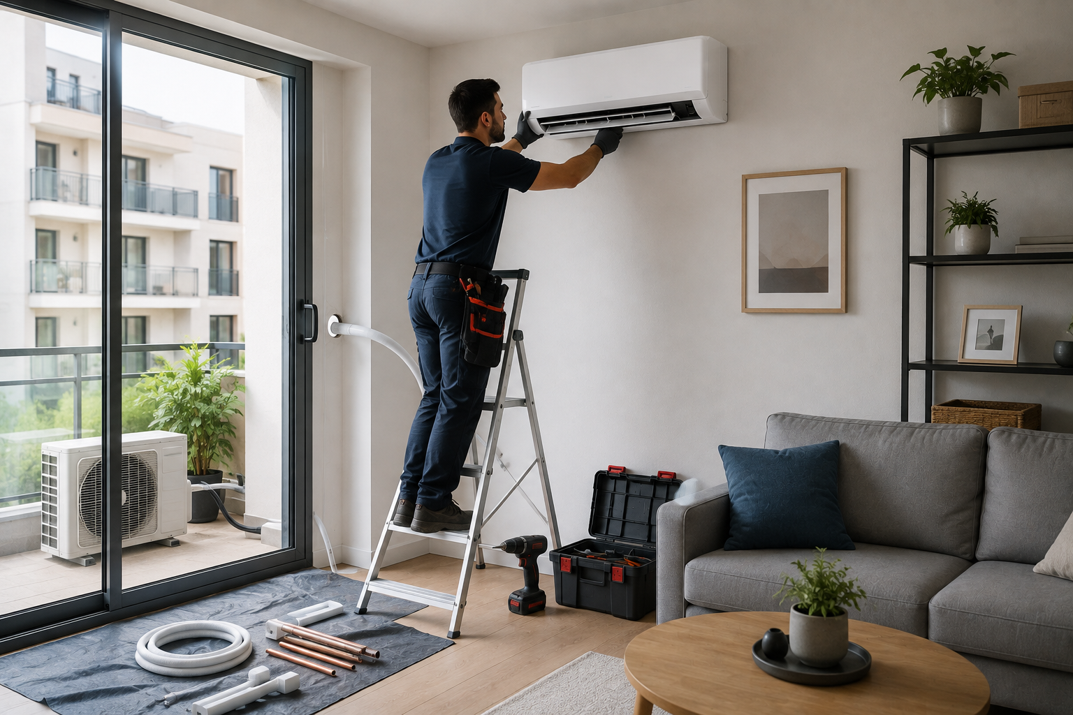 Installation professionnelle d’un climatiseur intérieur