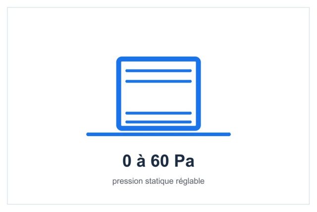 Pression statique réglable de 0 à 60 Pa