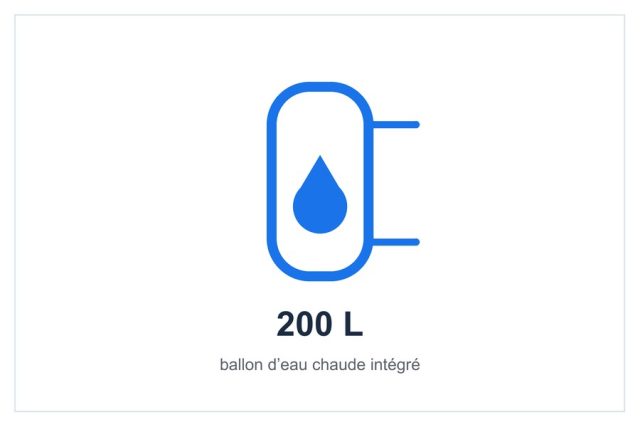 Ballon d’eau chaude de 200 L intégré