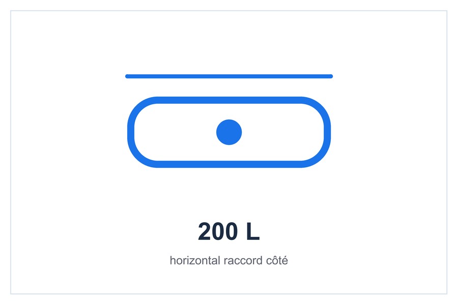 200 L horizontal raccord côté