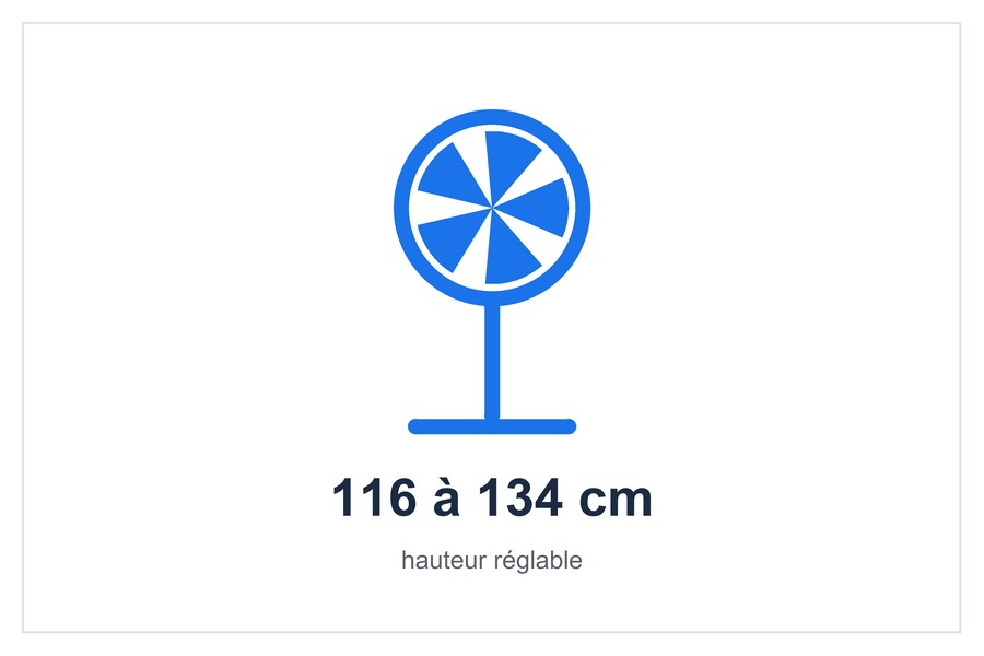 116 à 134 cm hauteur réglable